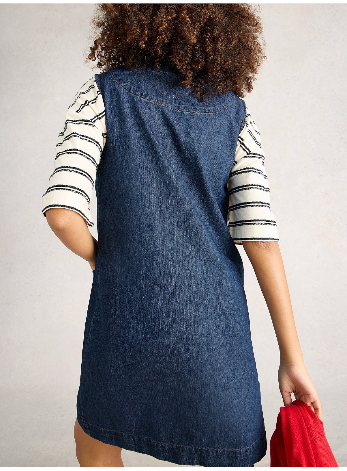 WHITE STUFF Rose Denim Pinny Dress 16 - Image 3 thumbnail